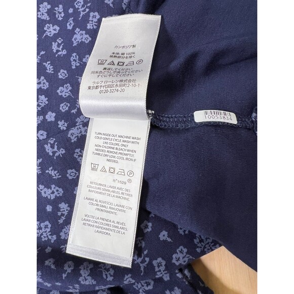 Polo Ralph Lauren Mens Size L Polo Shirt Blue Short Sleeve Floral Embroidered - Picture 10 of 13